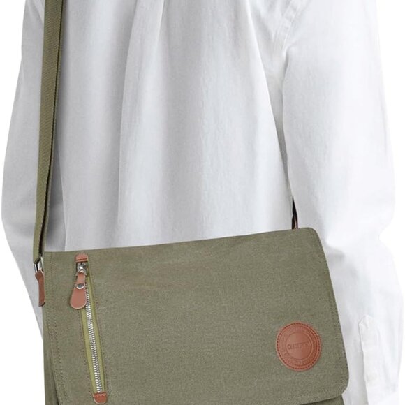 Unisex Vintage Crossbody Bag - Durable Canvas Design with Multiple Compartments - Picture 1 of 7